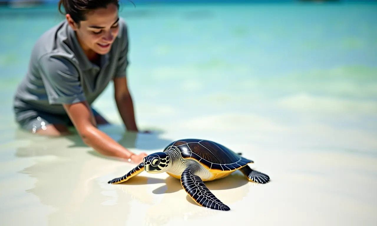 Projeto de conservação de tartarugas marinhas na Praia do Forte, Bahia.