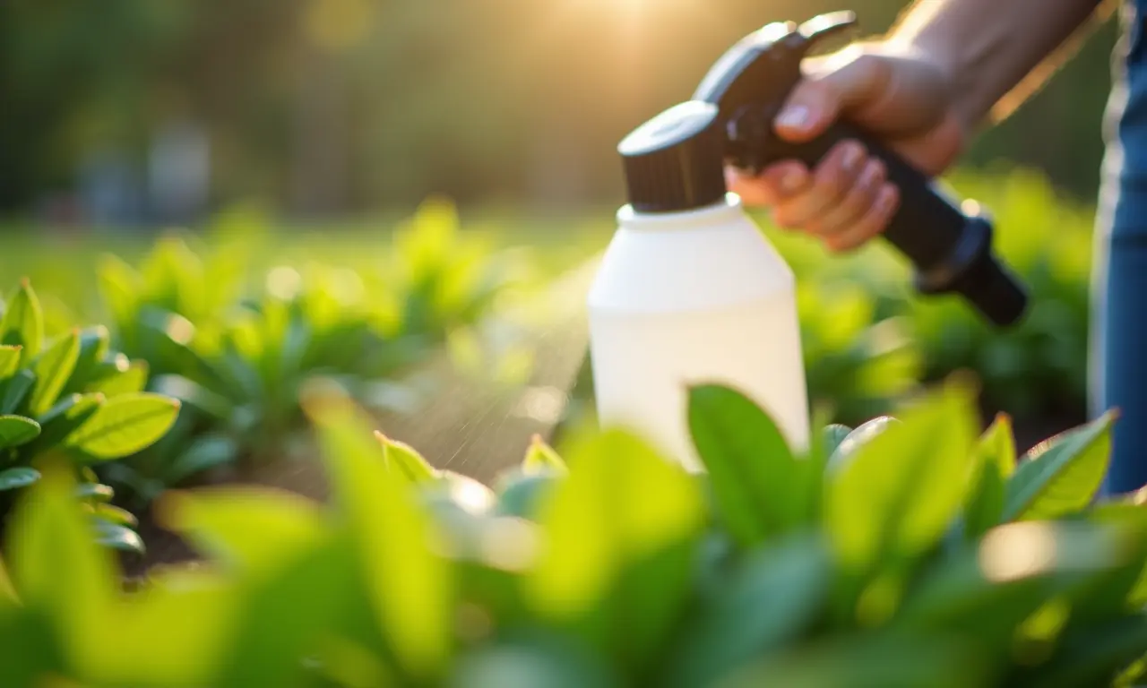 Pulverizador cuidando da saúde das plantas.