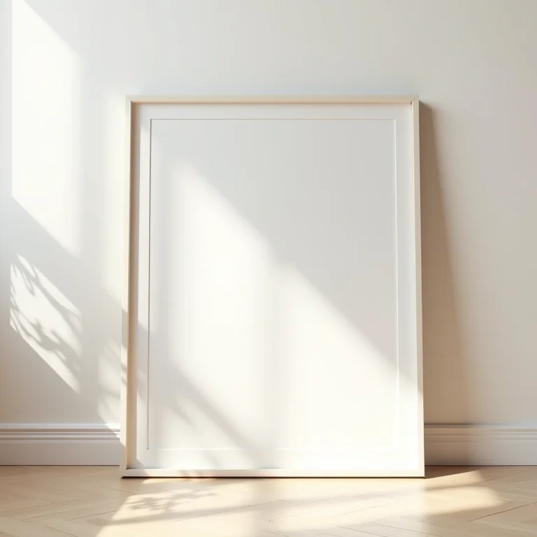 Quadros apoiados no chão com estilo moderno.