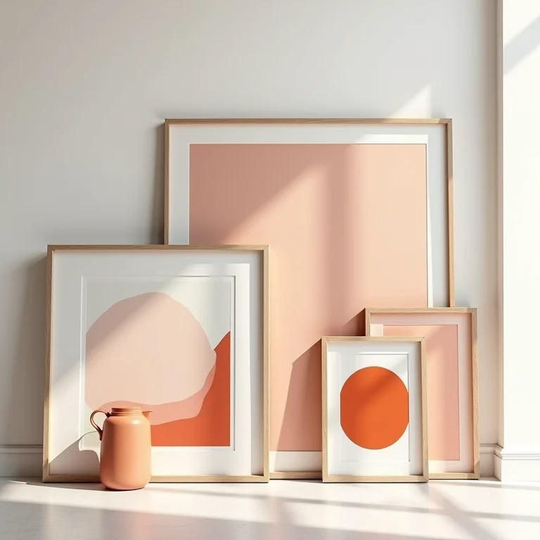 Quadros com diferentes estilos e cores harmônicas.