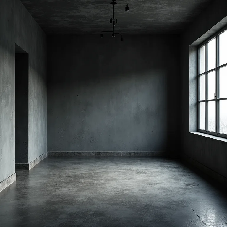 Quarto cinza com tom errado, criando um ambiente frio e sem vida.