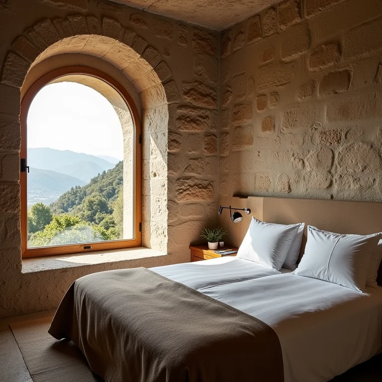 Quarto de hotel aconchegante em Assis com vista para a cidade