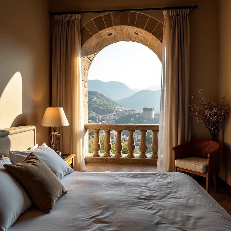 Quarto de hotel aconchegante em Assis, Itália.