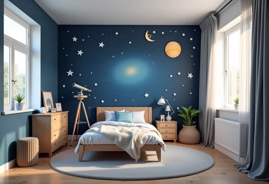 Quarto de Menino Espaço: 7 Erros Que Você Precisa Evitar! Quarto infantil com tema espacial e decoração galáctica.