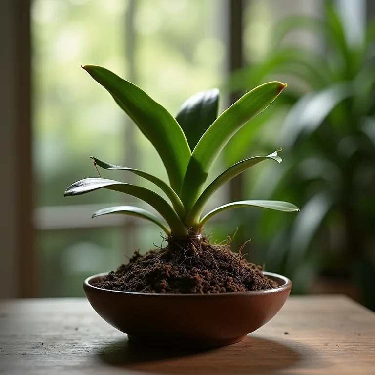 Raízes de orquídea crescendo em substrato adequado.