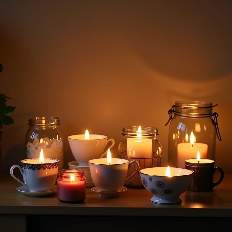 Recipientes criativos para velas.
