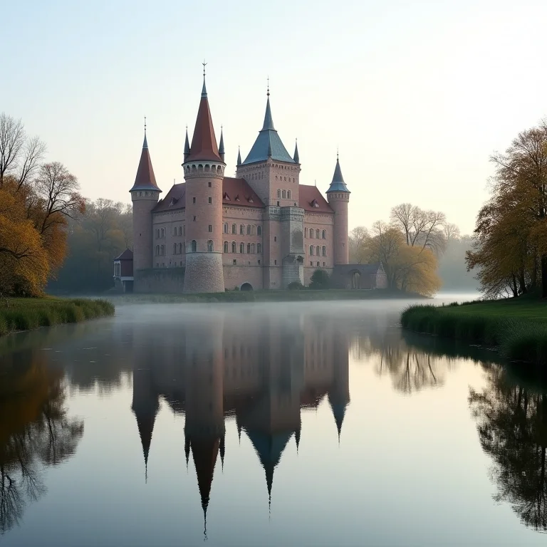 Reflexo do Castelo de Malbork no rio Nogat