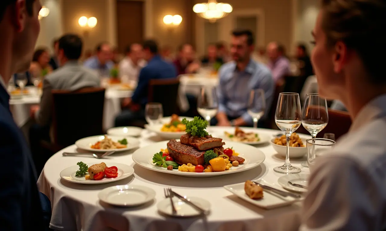 Restaurante de alta gastronomia em Las Vegas com pratos elaborados.