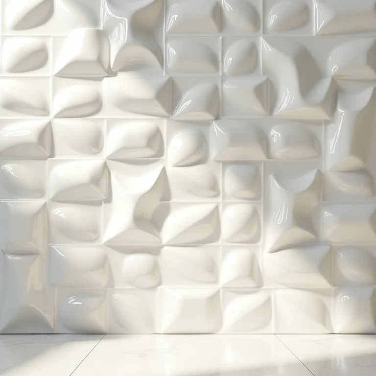 Revestimento cerâmico 3D com acabamento brilhante.