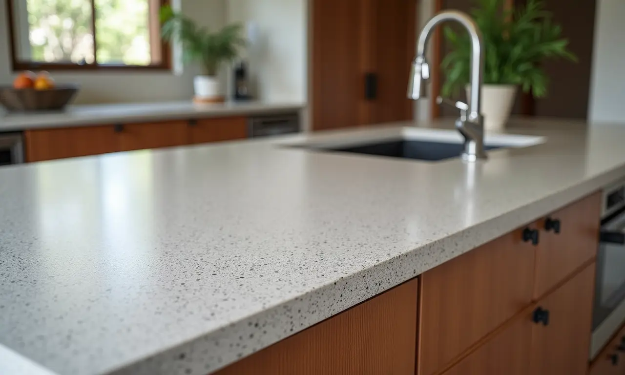 Revestimentos e acabamentos de alta qualidade para a ilha da cozinha.