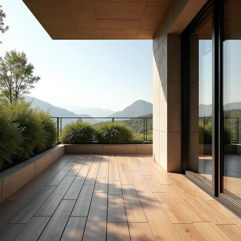 Revestimentos elegantes em uma sacada moderna