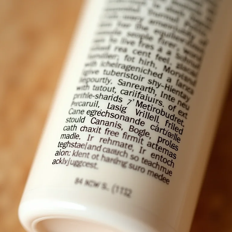 Rótulo de cosmético com lista de ingredientes detalhada.