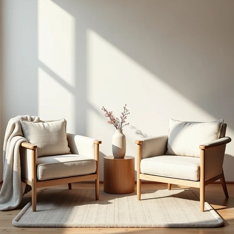 Sala de estar aconchegante com móveis confortáveis e tecidos naturais no Rio de Janeiro