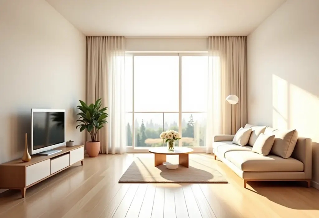 Sala de estar de apartamento pequeno e bem decorado