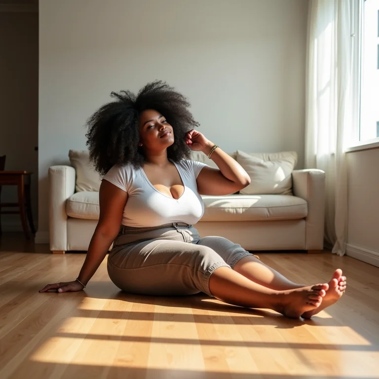 Sala de estar e quarto com piso vinílico aconchegante