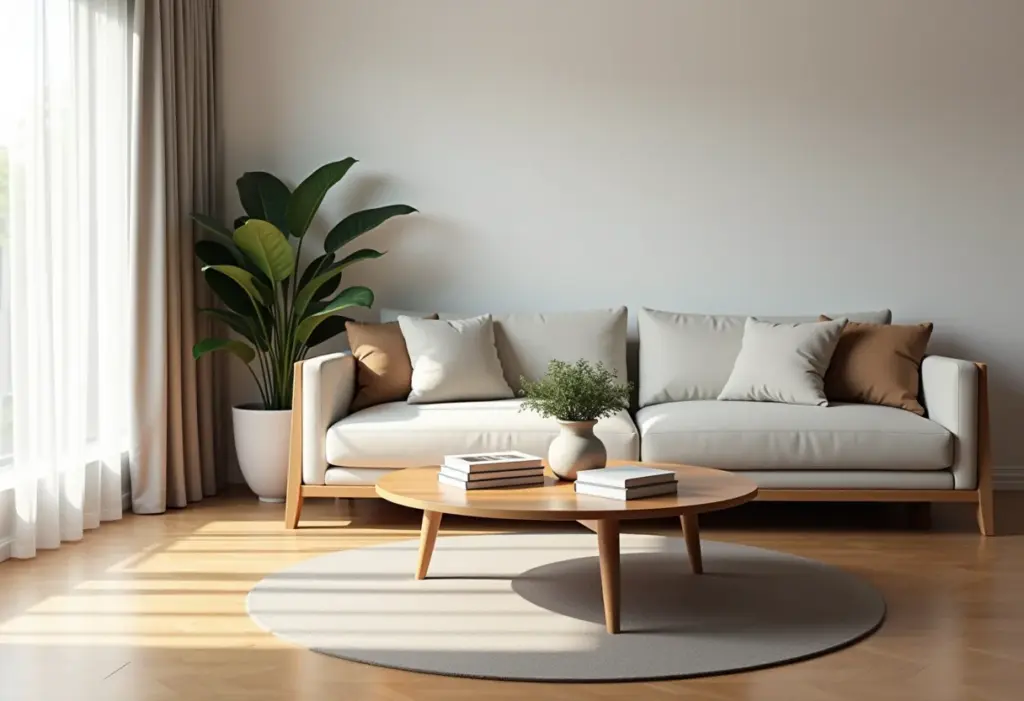 Sala de estar elegante com mesa de centro redonda