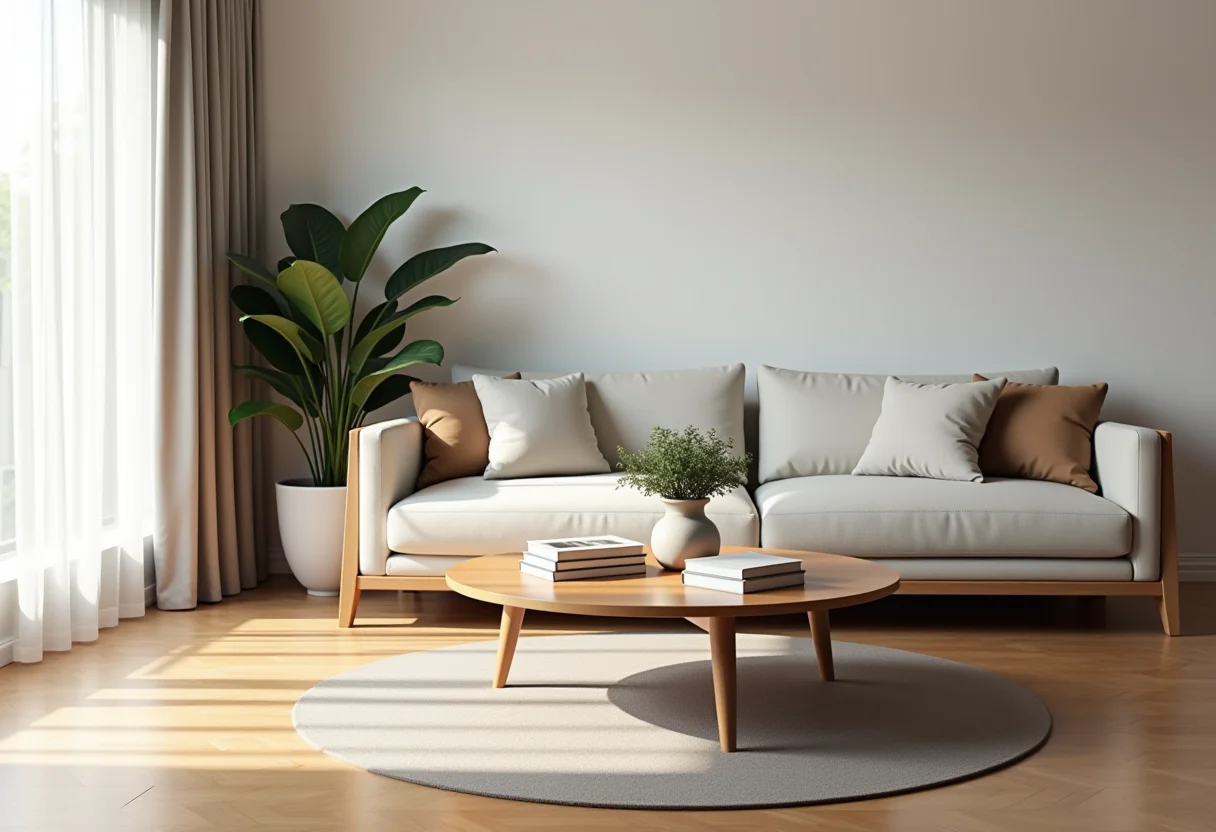 Sala de estar elegante com mesa de centro redonda