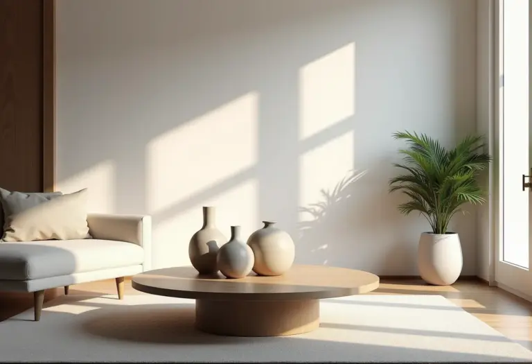 Sala de estar elegante com mesa de centro redonda