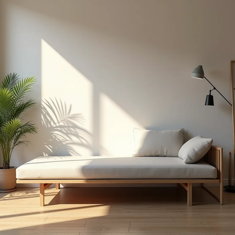 Sala de estar minimalista com sofá-cama