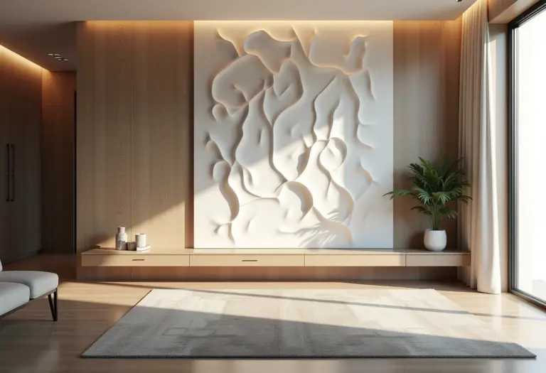 Sala de estar moderna com revestimento 3D elegante