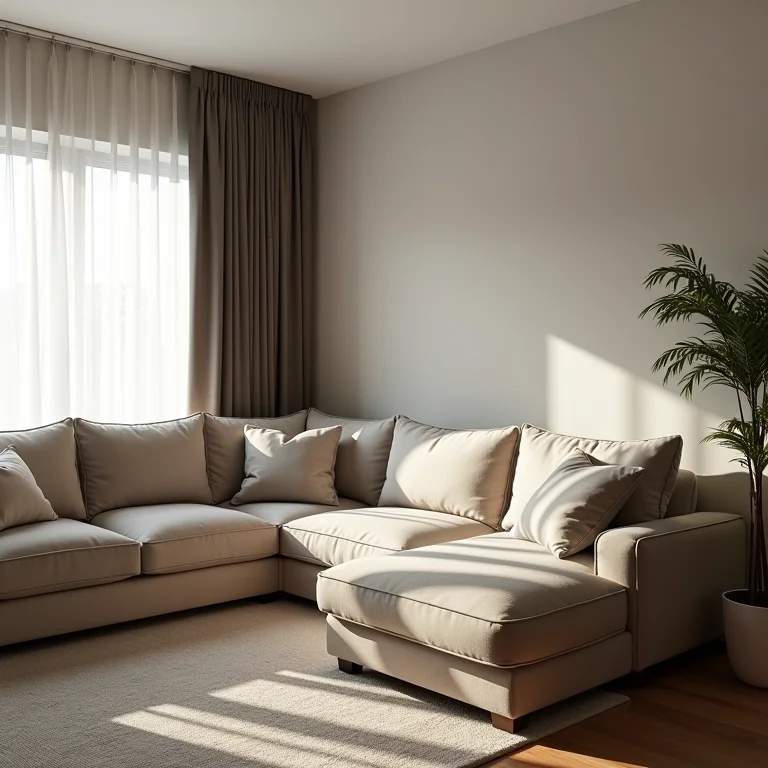 Sala de estar pequena com móveis desproporcionalmente grandes