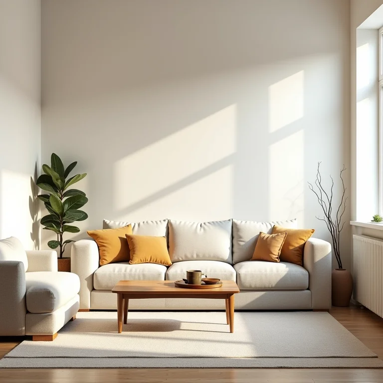 Sala de estar pequena com móveis proporcionais ao espaço