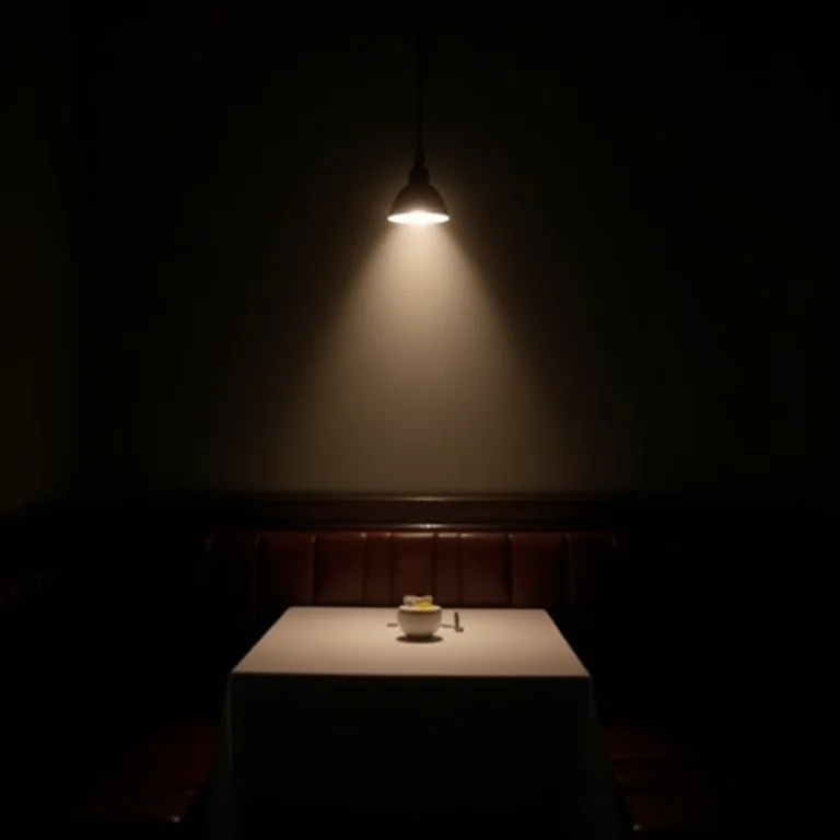 Sala de jantar mal iluminada com luz forte