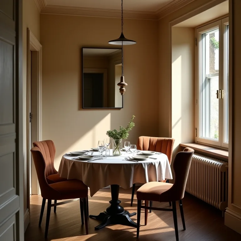 Sala de jantar pequena sem espelhos