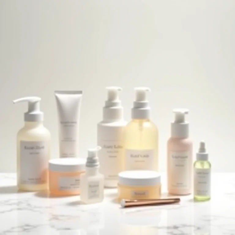 Seleção de cosméticos e produtos de beleza para compras inteligentes nos EUA.