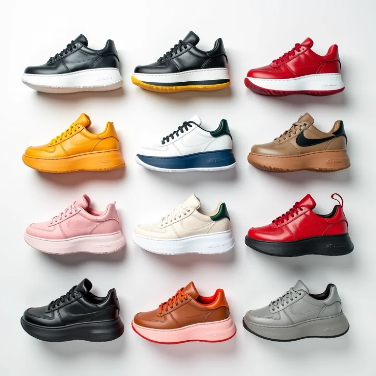 Seleção de tênis de plataforma com diferentes designs