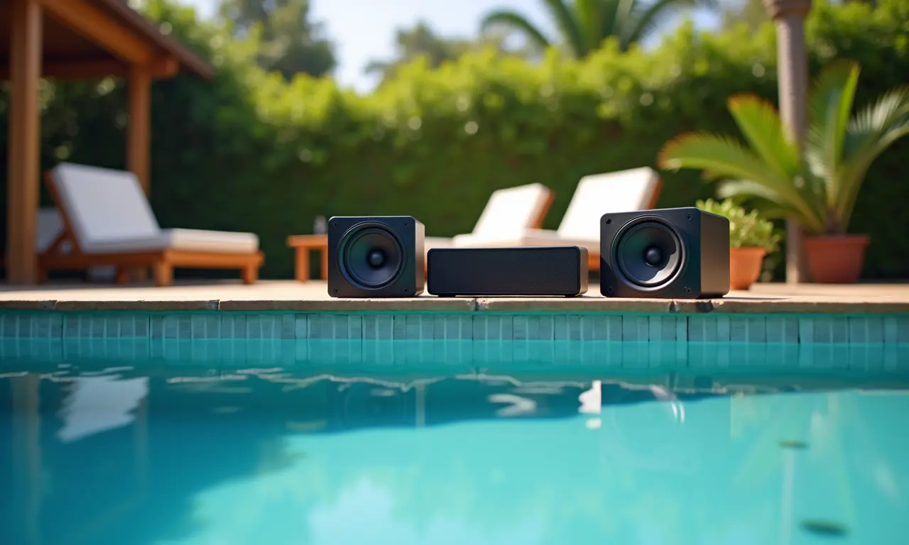 Sistema de som ambiente para piscina.