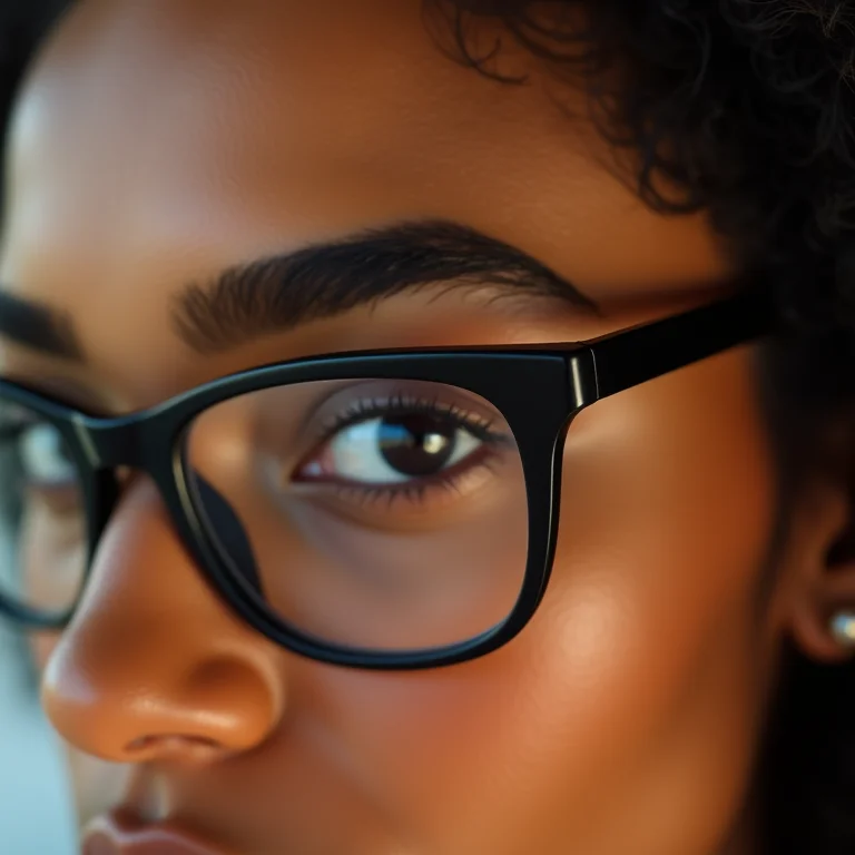 Sobrancelhas bem cuidadas harmonizando com armação de óculos