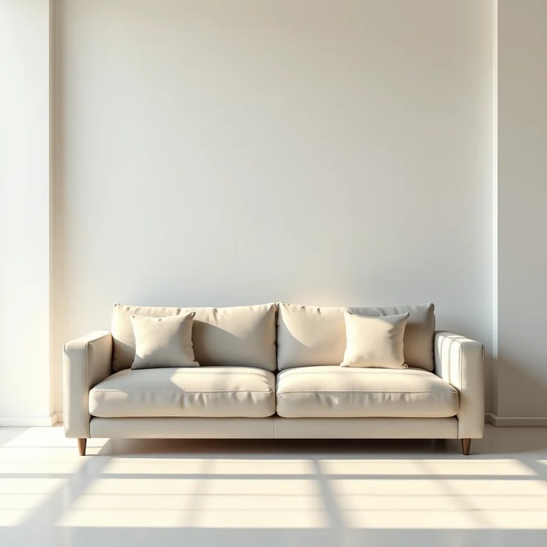 Sofá pequeno em espaço amplo, desproporcional