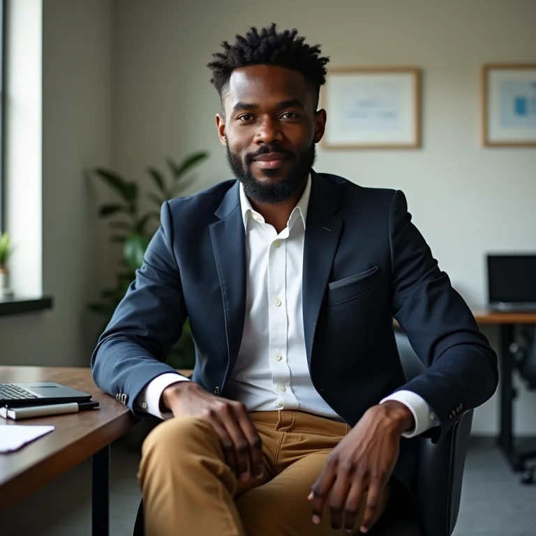 Sofisticação para o trabalho: calça chino e blazer.