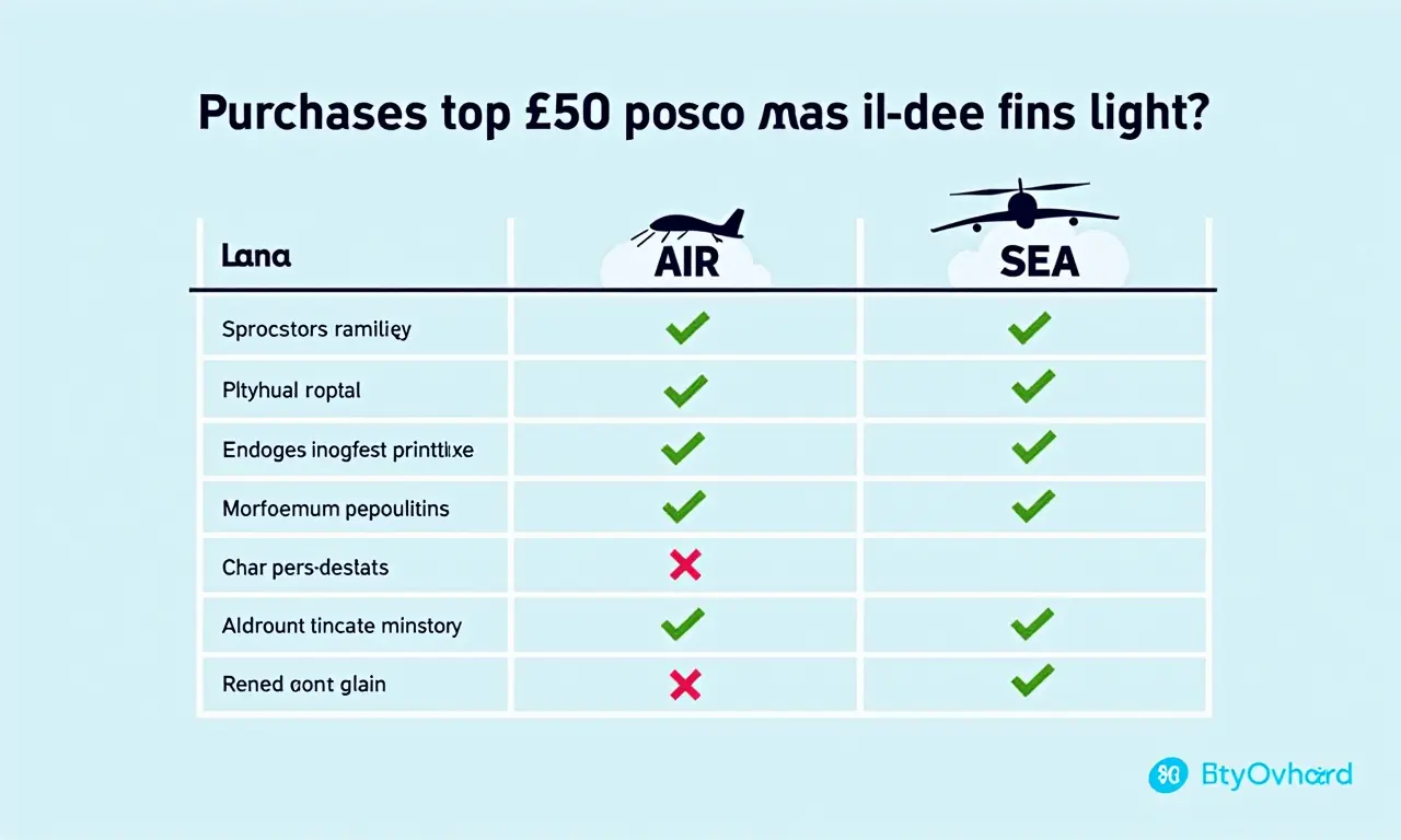 Tabela resumo com limites de compras nos EUA por via de transporte.