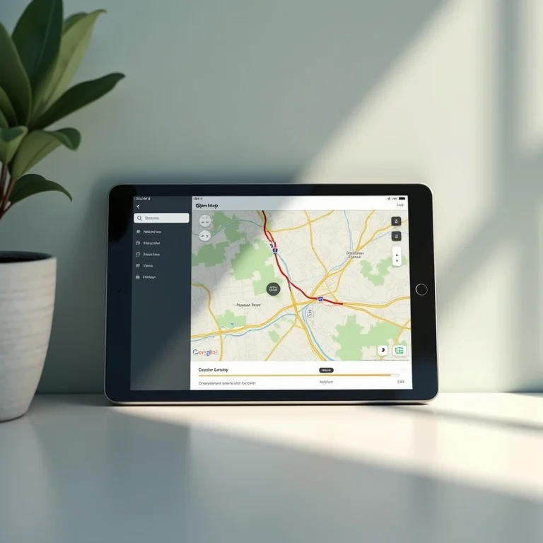 Tablet exibindo um mapa digital offline