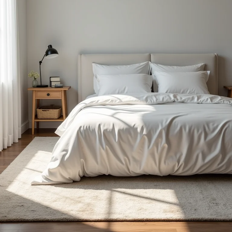 Tapete no tamanho ideal para um quarto de casal, criando conforto e estilo.