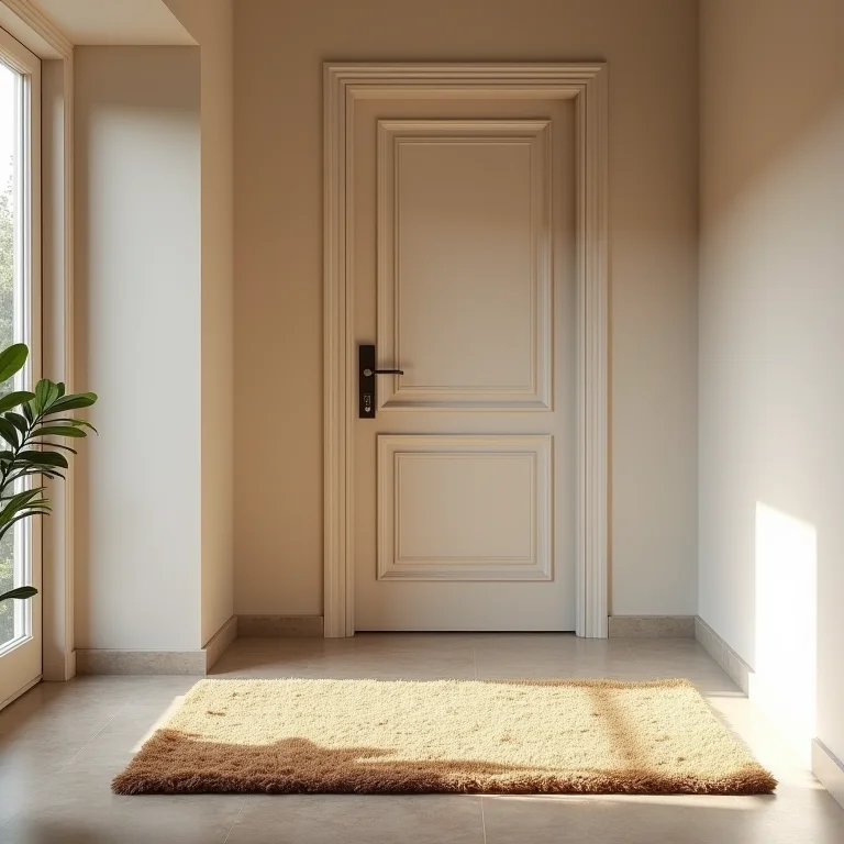 Tapete pequeno demais para a entrada da casa.