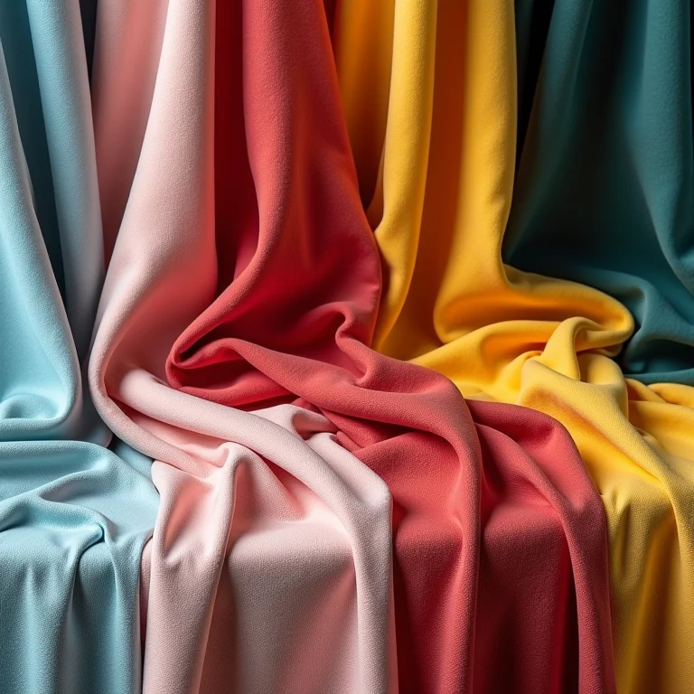 Tecidos coloridos com diferentes texturas