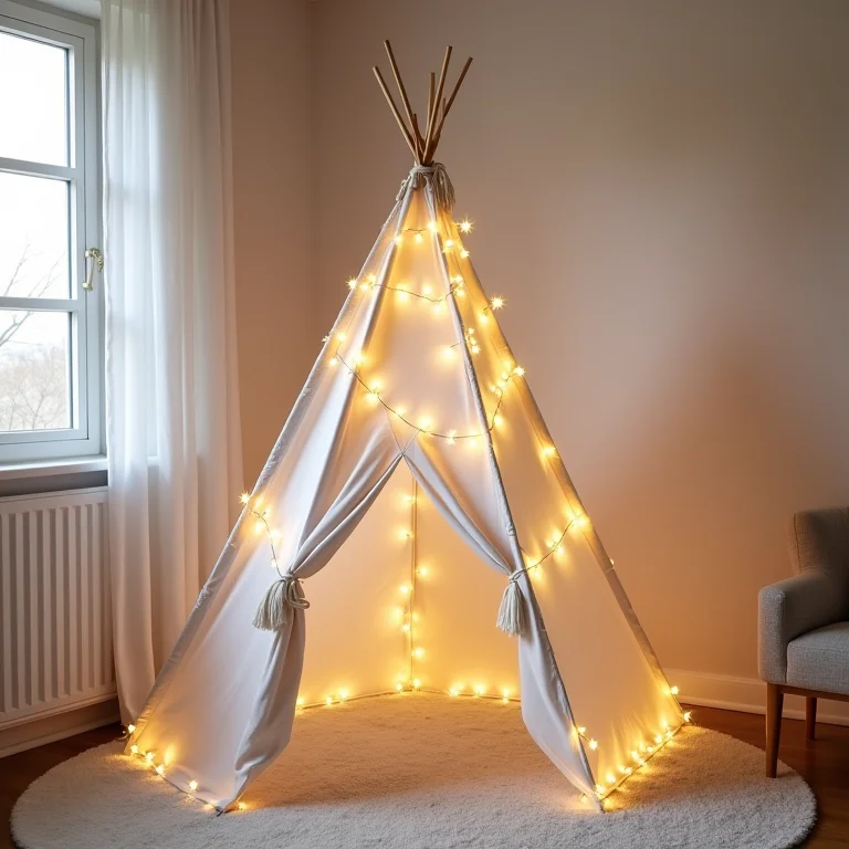 Tenda temática em quarto infantil.