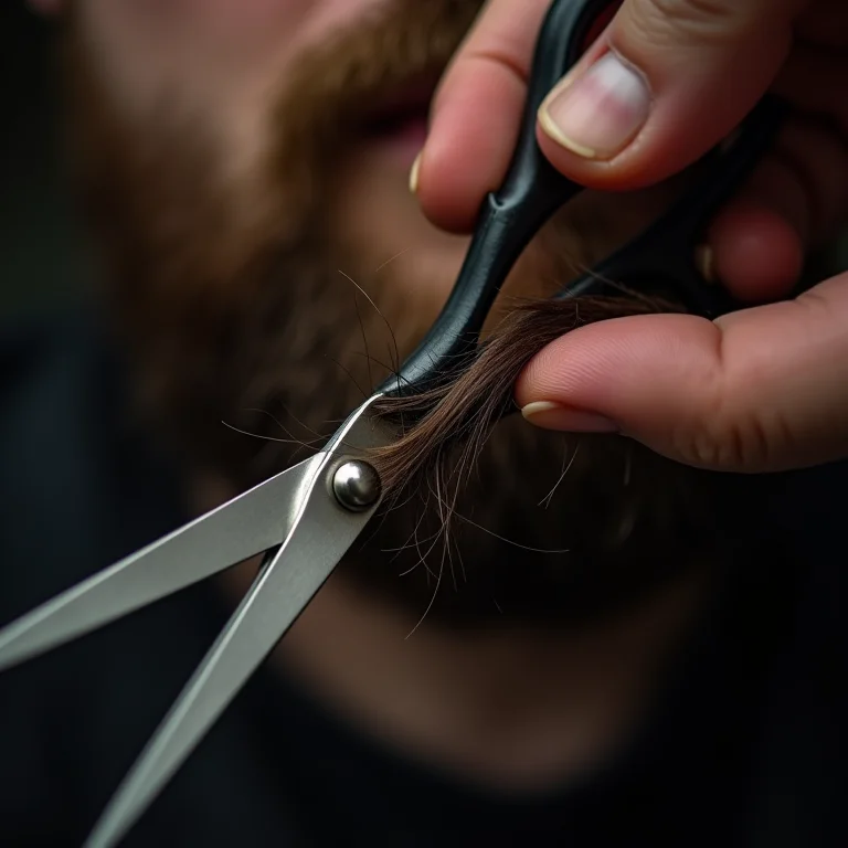 Tesoura inadequada aparando barba