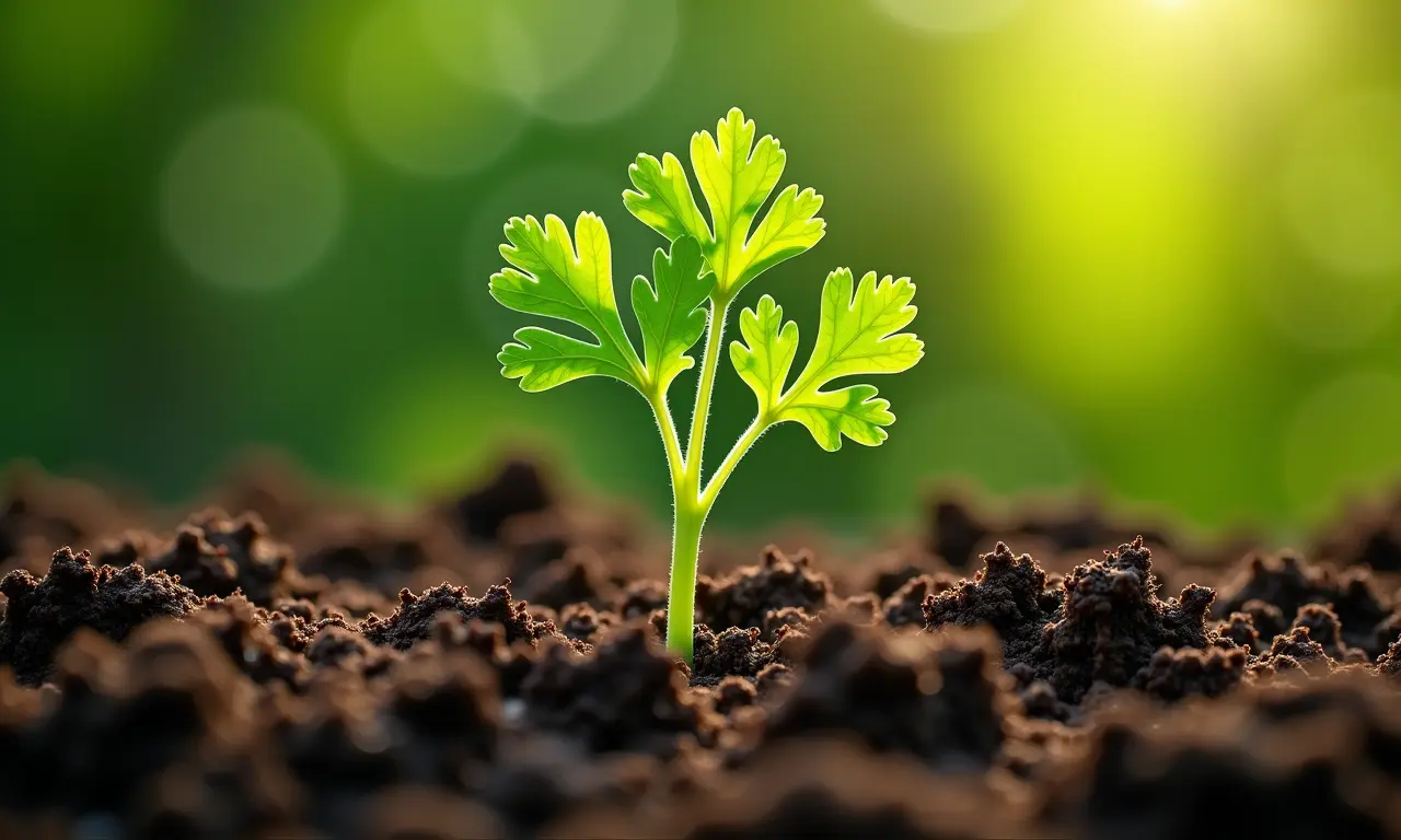 Textura do solo ideal para o crescimento da salsinha.