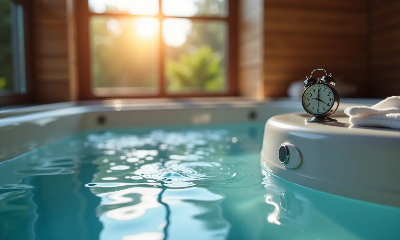 Timer indicando o tempo ideal para uma sessão de hidromassagem.