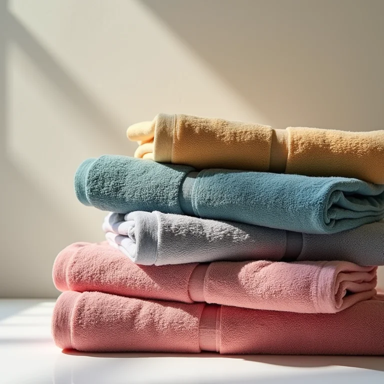 Toalhas de gramatura média dobradas em cores diferentes