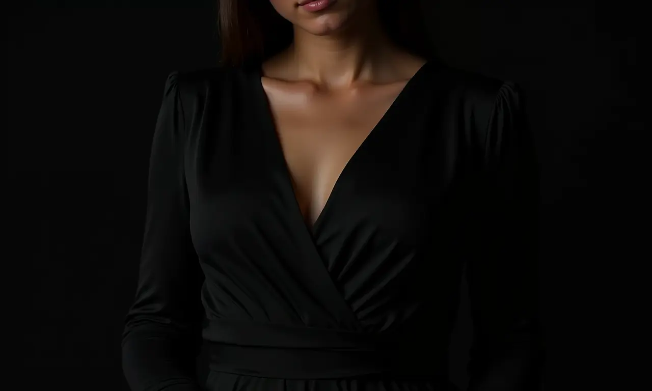 Top faixa preto elegante, close-up em estúdio.