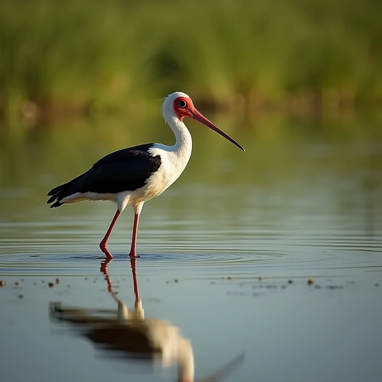 Tuiuiú caminhando nas áreas alagadas do Pantanal