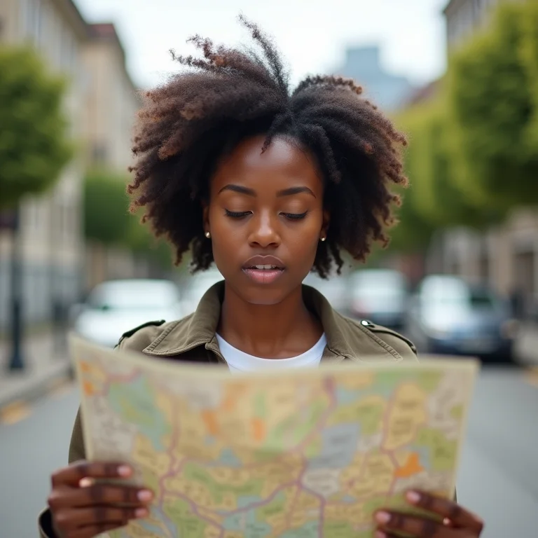 Turista perdida fora do centro de Boston.