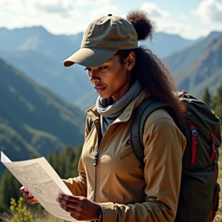 Turista planejando sua rota em Machu Picchu.
