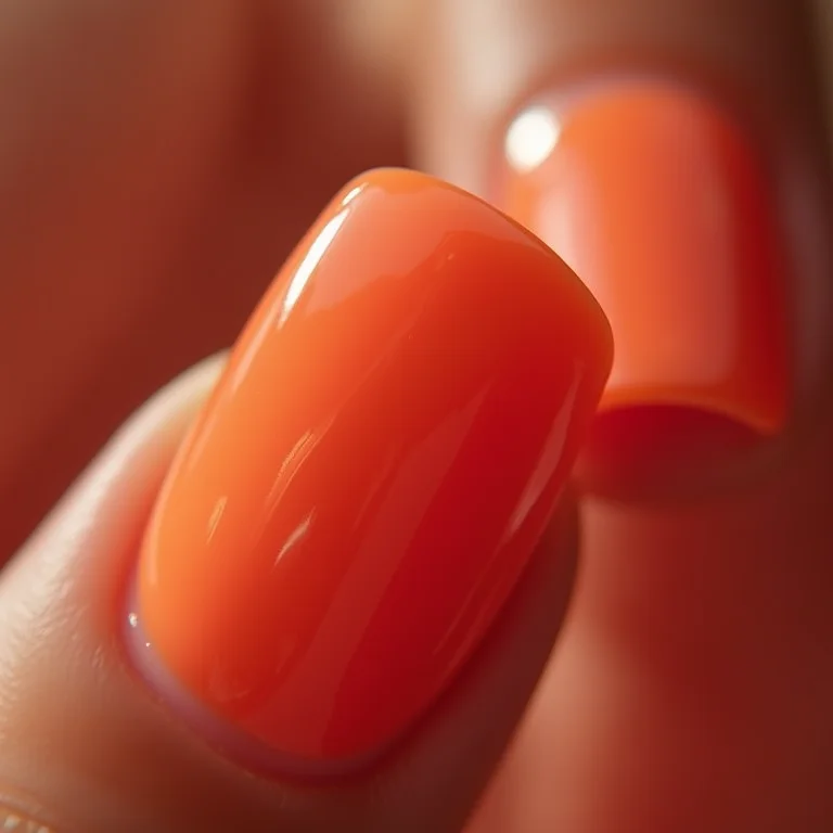 Unhas com top coat brilhante refletindo a luz.