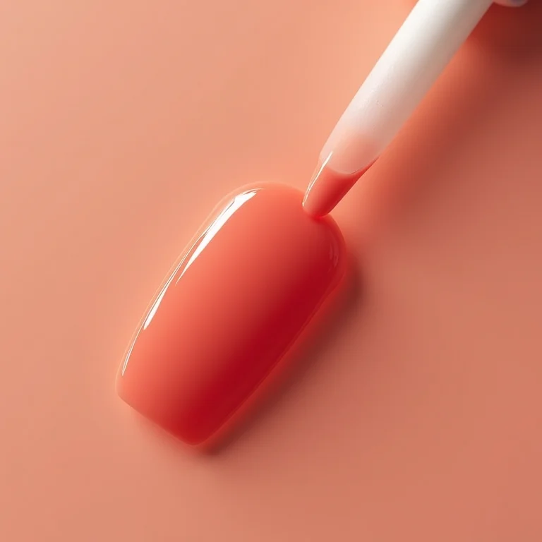 Unhas recém-feitas com brilho intenso após aplicação de top coat.